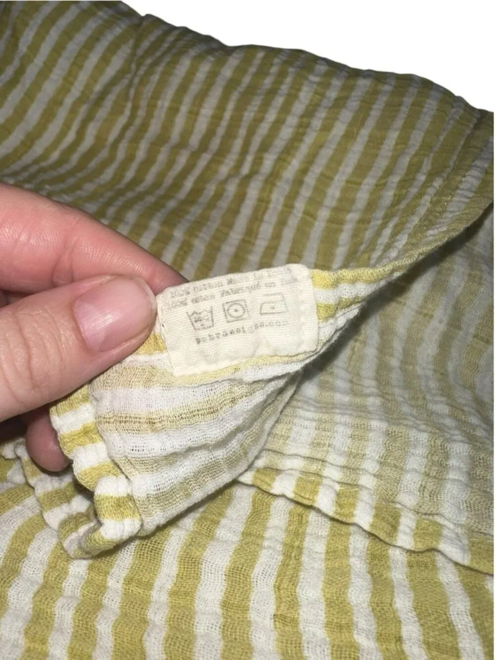 Petit Pehr Baby Muslin Swaddle Blanket Green White Stripe Unisex Lovey Security